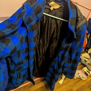 Winter coat blue and black plaid